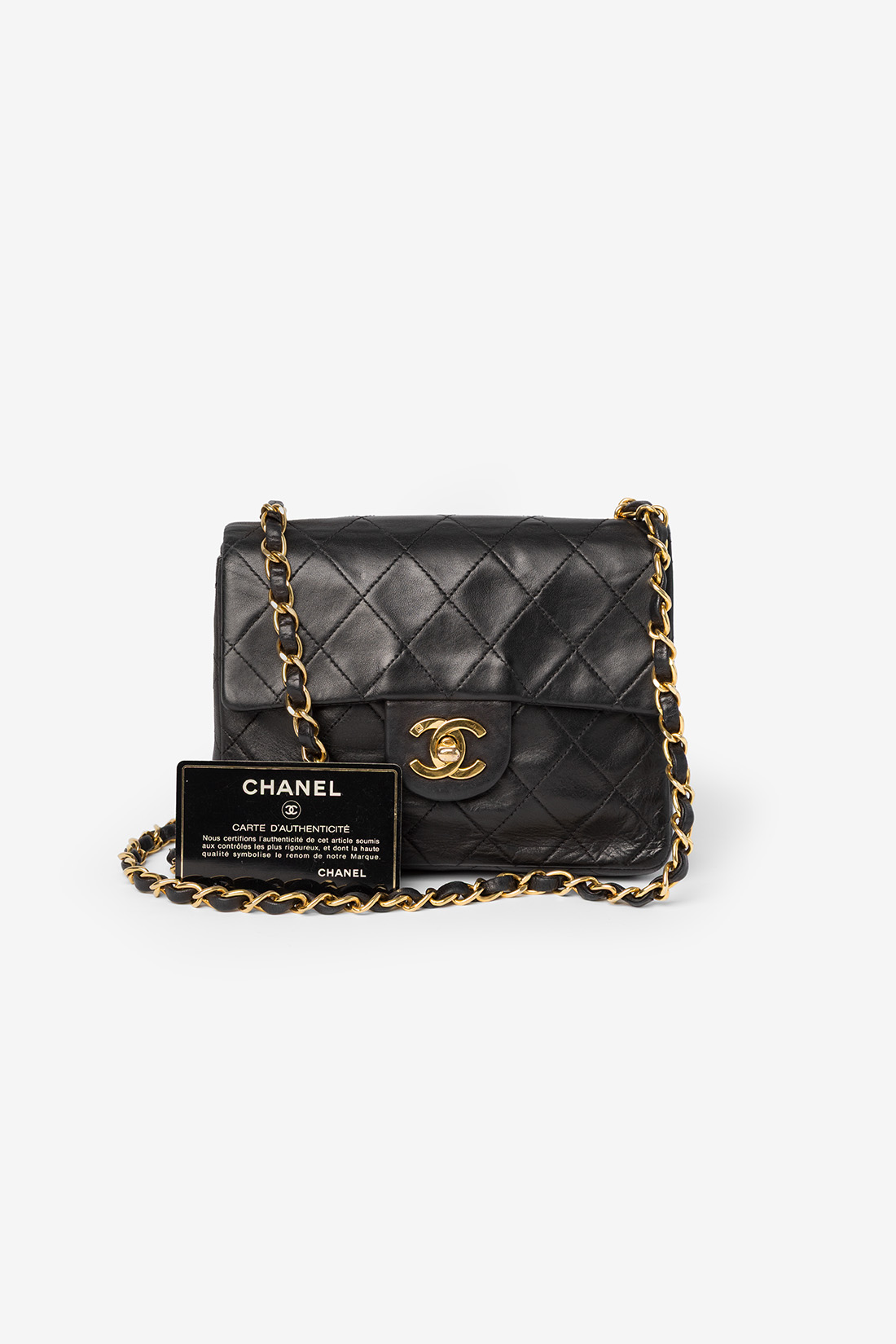 chanel classic single flap mini square ghw
