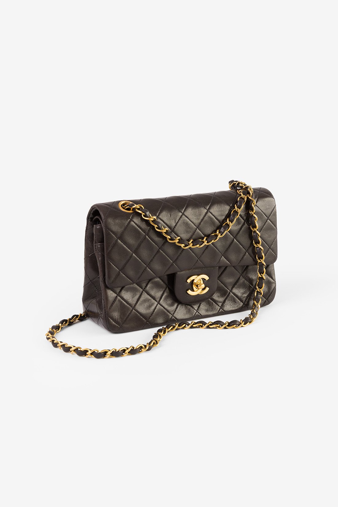 chanel brown double flap small