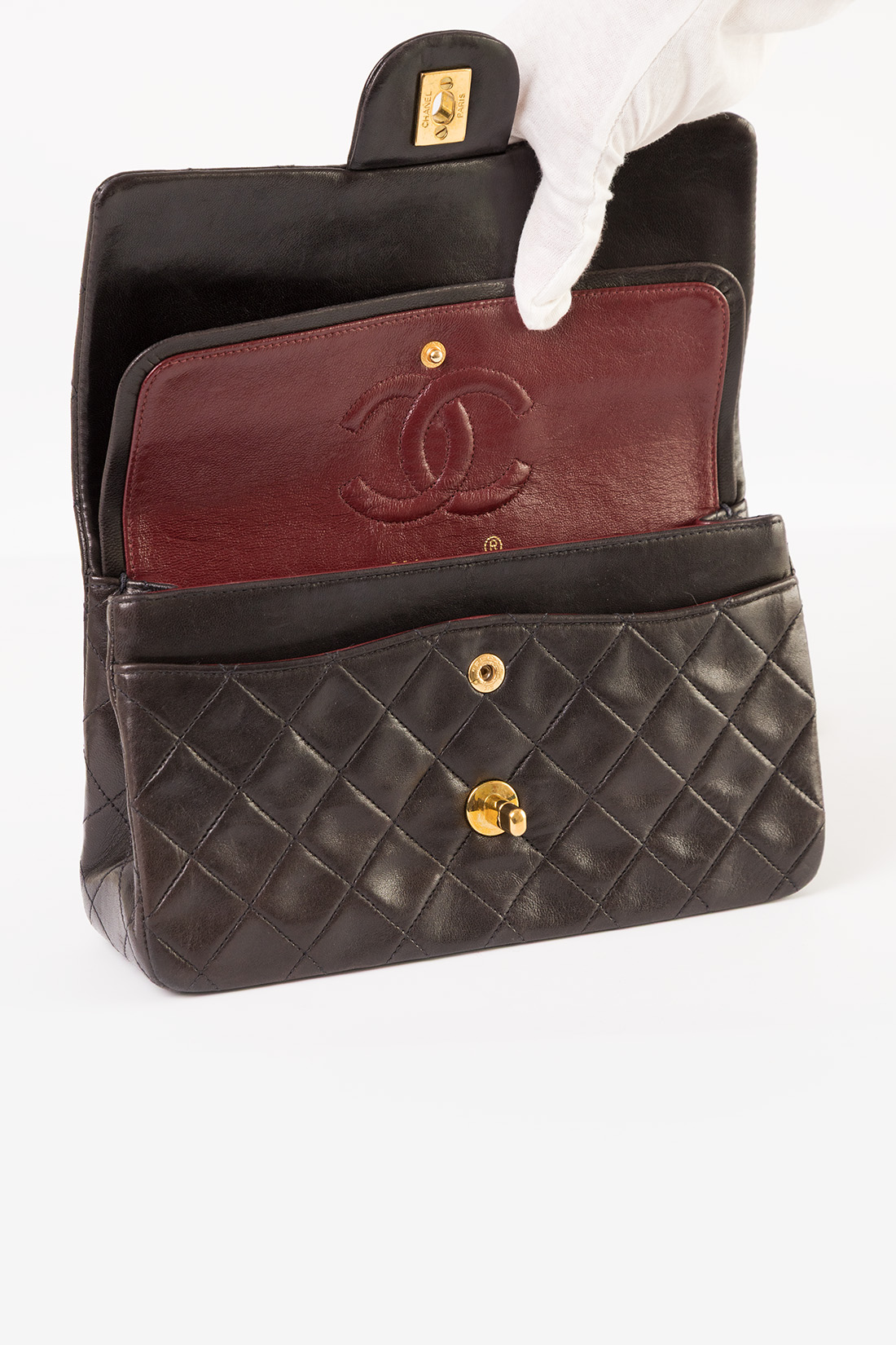 chanel red interior flap bag