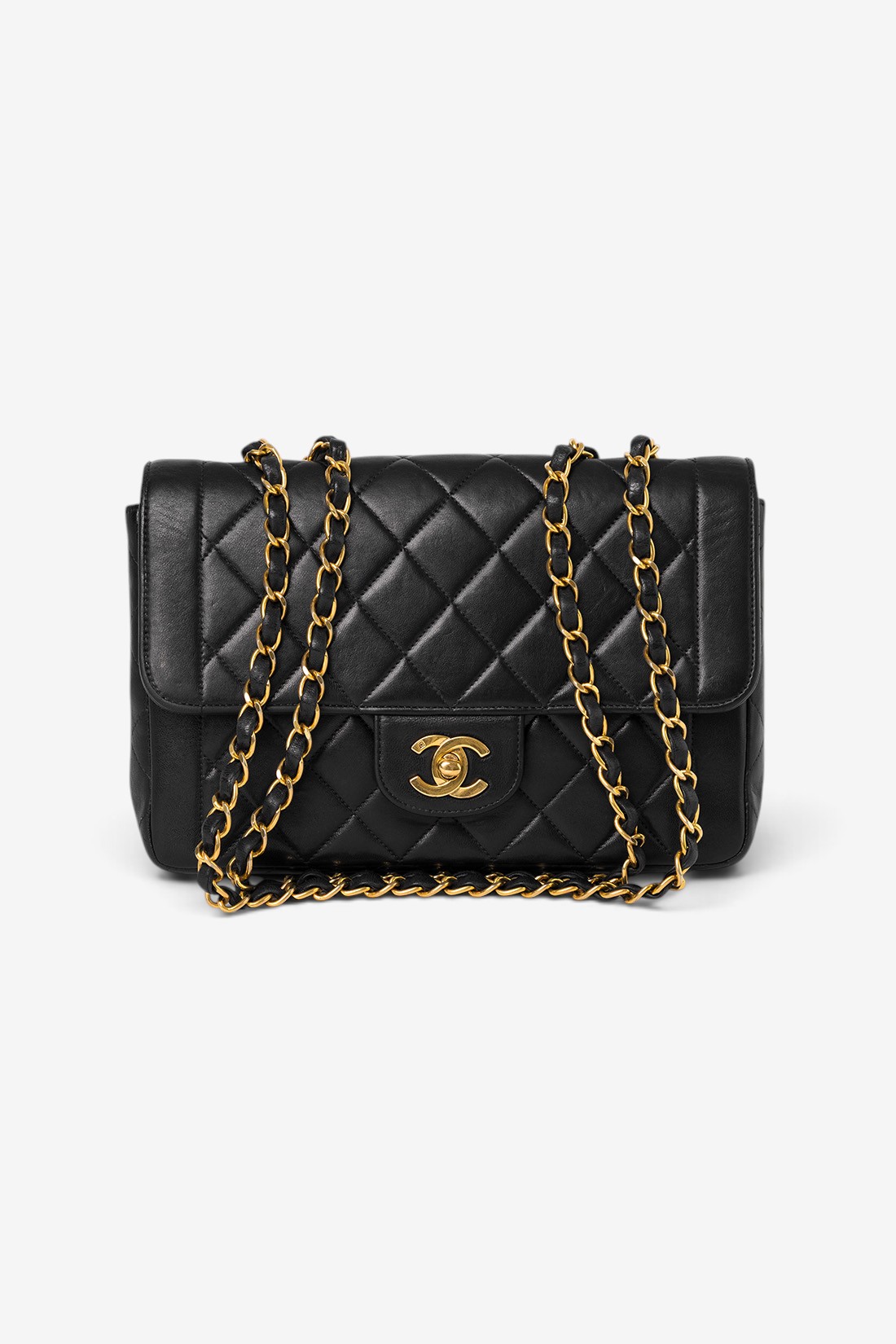 chanel single flap medium black lambskin vintage